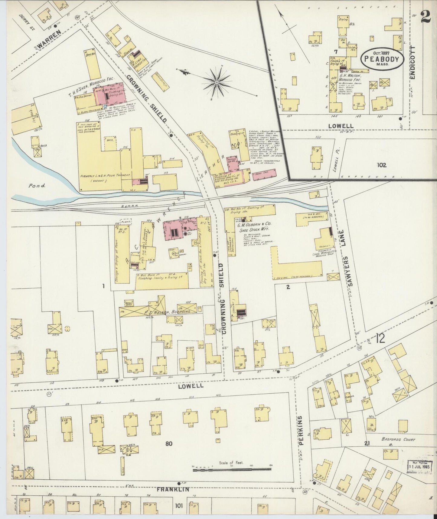 Sanborn Fire Insurance Map from Peabody, Essex County, Massachusetts (1897), Sheet #0002 - Complete Map Set gallery image, historic Sanborn map, vintage wall art, Massachusetts Massachusetts