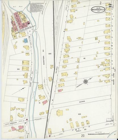 Sanborn Fire Insurance Map from Mechanicville, Saratoga County, New York (1911), Sheet #0002 - Historic Sanborn Fire Insurance Map Print, vintage old map wall art, antique decor, genealogy gift, New York New York map