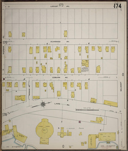 Sanborn Fire Insurance Map from Worcester, Worcester County, Massachusetts (1910), Sheet #0174 - Historic Sanborn Fire Insurance Map Print, vintage old map wall art, antique decor, genealogy gift, Massachusetts Massachusetts map