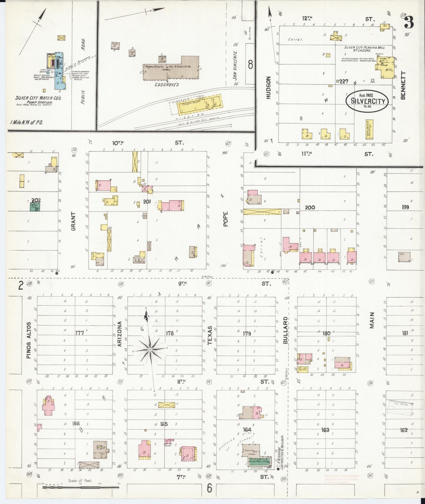 Sanborn Fire Insurance Map from Silver City, Grant County, New Mexico (1902), Sheet #0003 - Complete Map Set gallery image, historic Sanborn map, vintage wall art, New Mexico New Mexico