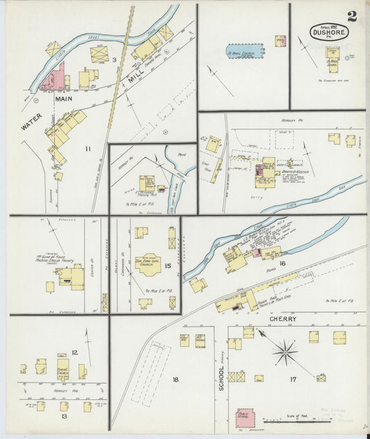 Sanborn Fire Insurance Map from Dushore, Sullivan County, Pennsylvania (1892), Sheet #0002 - Historic Sanborn Fire Insurance Map Print, vintage old map wall art, antique decor, genealogy gift, Pennsylvania Pennsylvania map