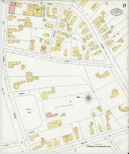 Sanborn Fire Insurance Map from Exeter, Rockingham  County, New Hampshire (1904), Sheet #0009 - Complete Map Set gallery image, historic Sanborn map, vintage wall art, New Hampshire New Hampshire