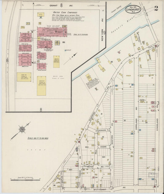 Sanborn Fire Insurance Map from Lyndhurst, Bergen County, New Jersey (1915), Sheet #0002 - Complete Map Set gallery image, historic Sanborn map, vintage wall art, New Jersey New Jersey