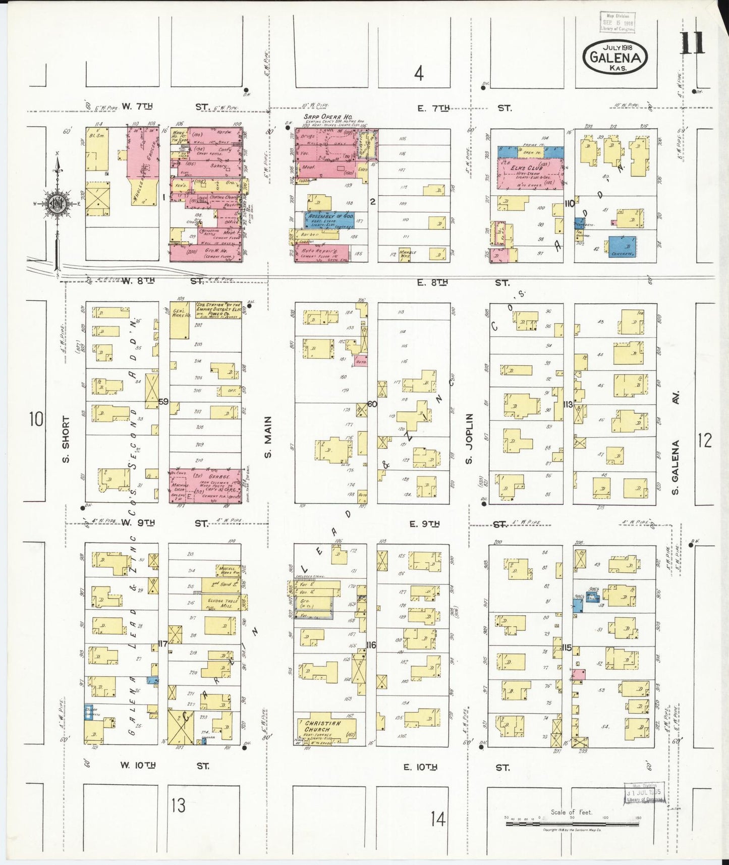 Sanborn Fire Insurance Map from Galena, Cherokee County, Kansas (1918), Sheet #0011 - Complete Map Set gallery image, historic Sanborn map, vintage wall art, Kansas Kansas