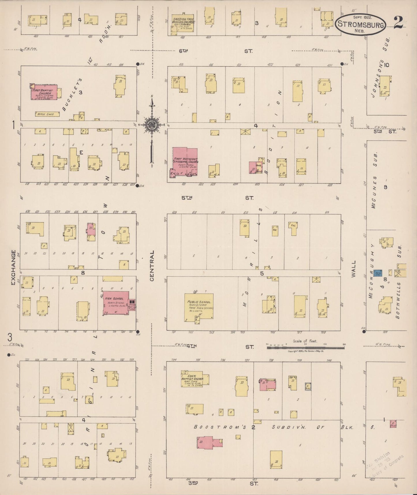 Sanborn Fire Insurance Map from Stromsburg, Polk County, Nebraska (1922), Sheet #0002 - Complete Map Set gallery image, historic Sanborn map, vintage wall art, Nebraska Nebraska