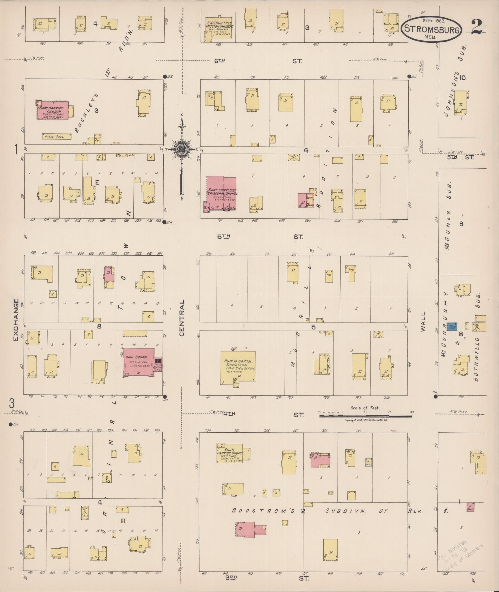 Sanborn Fire Insurance Map from Stromsburg, Polk County, Nebraska (1922), Sheet #0002 - Complete Map Set gallery image, historic Sanborn map, vintage wall art, Nebraska Nebraska