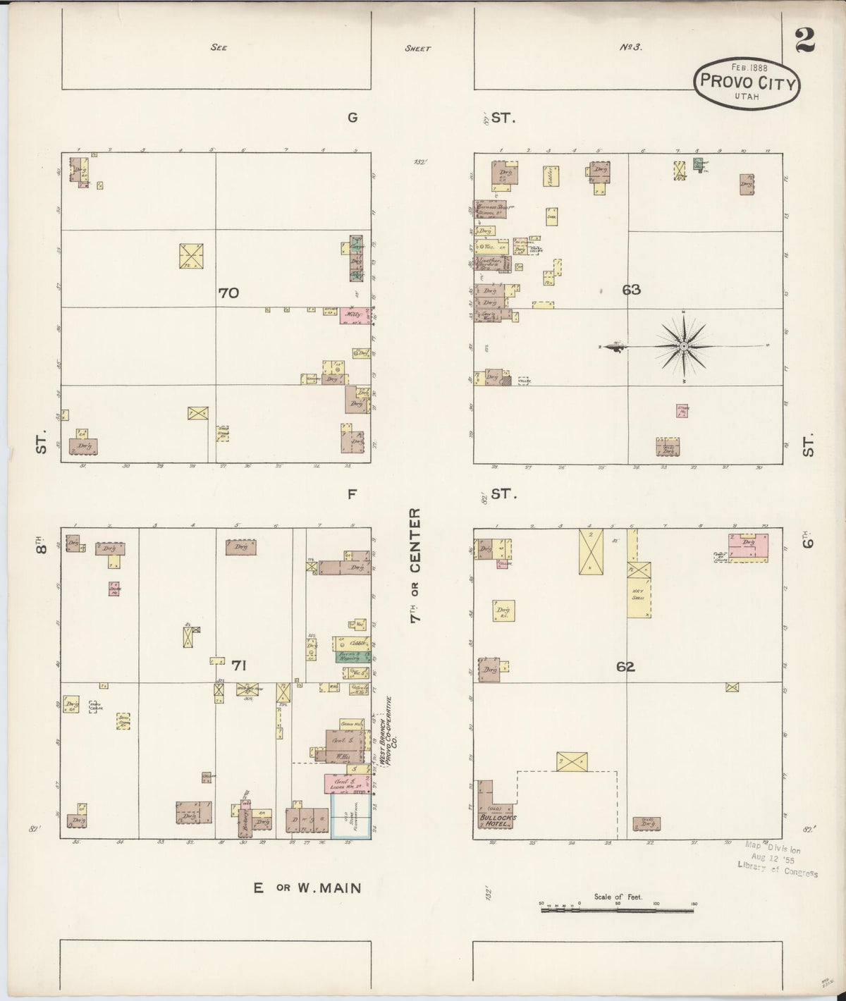 Sanborn Fire Insurance Map from Provo, Utah County, Utah (1888), Sheet #0002 - Historic Sanborn Fire Insurance Map Print, vintage old map wall art, antique decor, genealogy gift, Provo Utah map