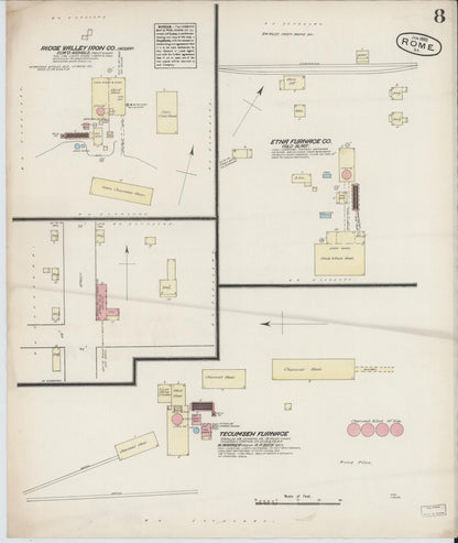 Sanborn Fire Insurance Map from Rome, Floyd County, Georgia (1885), Sheet #0008 - Complete Map Set gallery image, historic Sanborn map, vintage wall art, Georgia Georgia