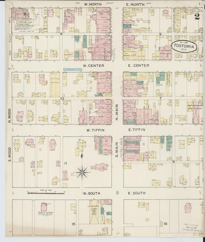 Sanborn Fire Insurance Map from Fostoria, Seneca, Hancock, And Wood Counties, Ohio (1887), Sheet #0002 - Historic Sanborn Fire Insurance Map Print, vintage old map wall art, antique decor, genealogy gift, Ohio Ohio map