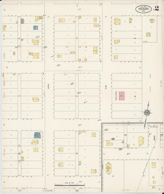 Sanborn Fire Insurance Map from Pine Bluffs, Laramie County, Wyoming (1914), Sheet #0002 - Historic Sanborn Fire Insurance Map Print, vintage old map wall art, antique decor, genealogy gift, Wyoming Wyoming map