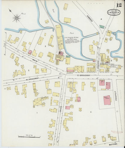 Sanborn Fire Insurance Map from Gardner, Worcester County, Massachusetts (1895), Sheet #0012 - Complete Map Set gallery image, historic Sanborn map, vintage wall art, Massachusetts Massachusetts