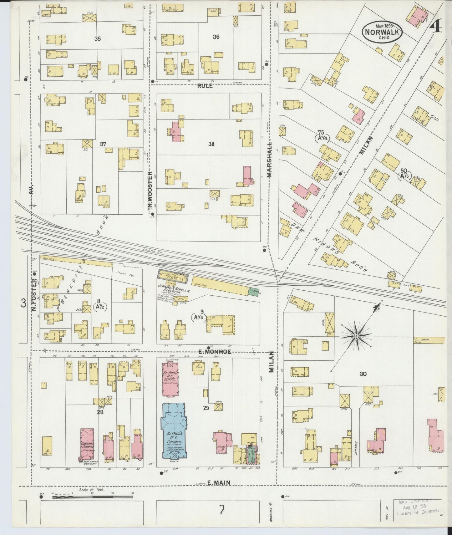 Sanborn Fire Insurance Map from Norwalk, Huron County, Ohio (1899), Sheet #0004 - Complete Map Set gallery image, historic Sanborn map, vintage wall art, Ohio Ohio