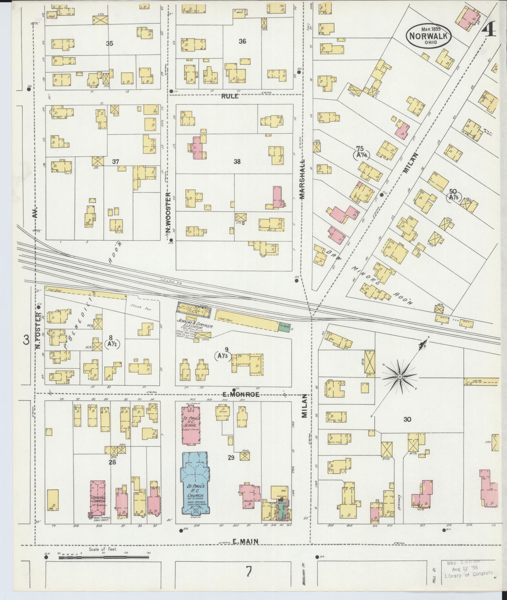 Sanborn Fire Insurance Map from Norwalk, Huron County, Ohio (1899), Sheet #0004 - Complete Map Set gallery image, historic Sanborn map, vintage wall art, Ohio Ohio