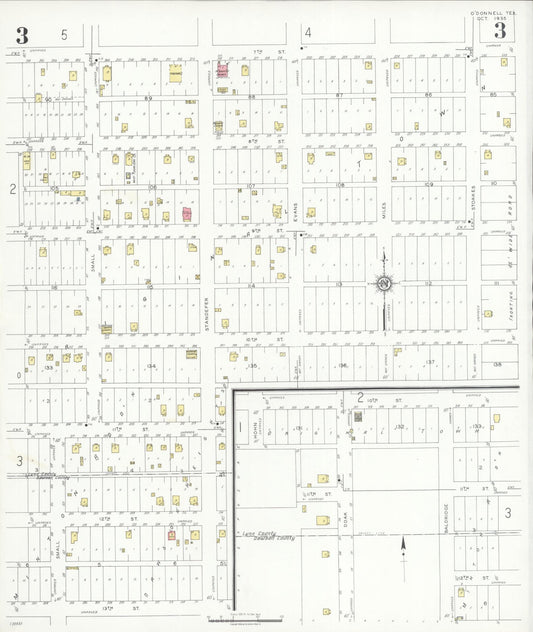 Sanborn Fire Insurance Map from O'Donnell, Lynn And Dawson Counties, Texas (1935), Sheet #0003 - Historic Sanborn Fire Insurance Map Print, vintage old map wall art, antique decor, genealogy gift, Texas Texas map