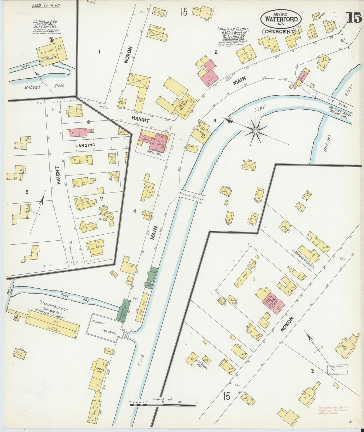 Sanborn Fire Insurance Map from Waterford, Saratoga County, New York (1902), Sheet #0015 - Historic Sanborn Fire Insurance Map Print, vintage old map wall art, antique decor, genealogy gift, New York New York map