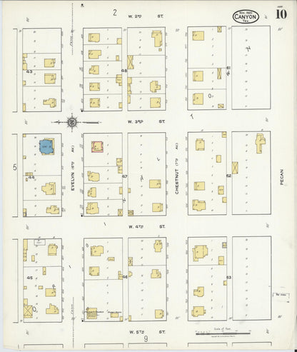 Sanborn Fire Insurance Map from Canyon, Randall County, Texas (1920), Sheet #0010 - Complete Map Set gallery image, historic Sanborn map, vintage wall art, Texas Texas
