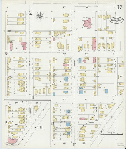 Sanborn Fire Insurance Map from Logansport, Cass County, Indiana (1906), Sheet #0017 - Historic Sanborn Fire Insurance Map Print, vintage old map wall art, antique decor, genealogy gift, Indiana Indiana map