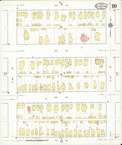 Sanborn Fire Insurance Map from Clinton, Clinton County, Iowa (1917), Sheet #0010 - Historic Sanborn Fire Insurance Map Print