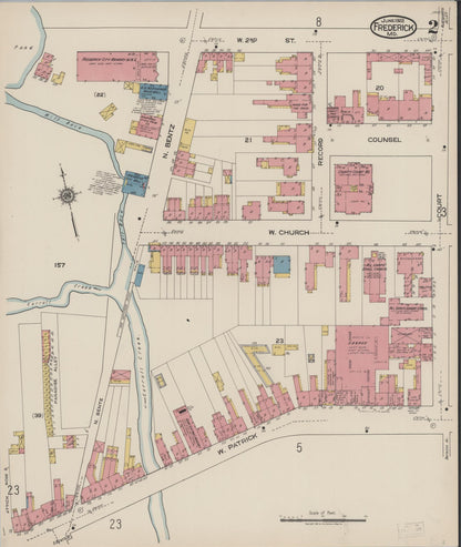 Sanborn Fire Insurance Map from Frederick, Frederick County, Maryland (1922), Sheet #0002 - Complete Map Set gallery image, historic Sanborn map, vintage wall art, Maryland Maryland