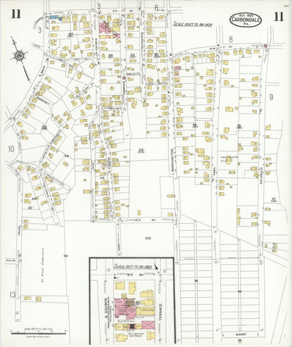 Sanborn Fire Insurance Map from Carbondale, Lackawanna County, Pennsylvania (1923), Sheet #0011 - Historic Sanborn Fire Insurance Map Print, vintage old map wall art, antique decor, genealogy gift, Pennsylvania Pennsylvania map