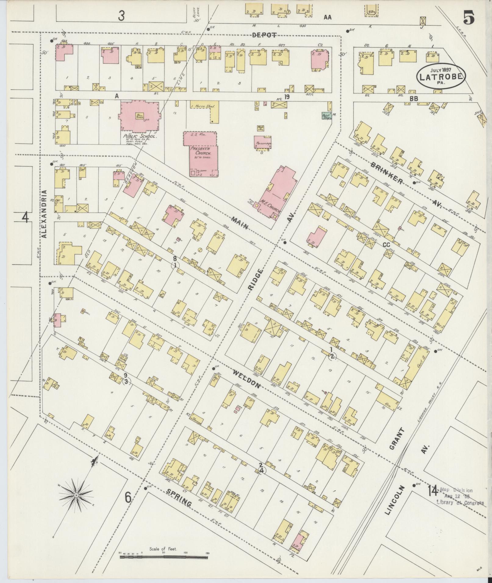Sanborn Fire Insurance Map from Latrobe, Westmoreland County, Pennsylvania (1897), Sheet #0005 - Complete Map Set gallery image, historic Sanborn map, vintage wall art, Pennsylvania Pennsylvania