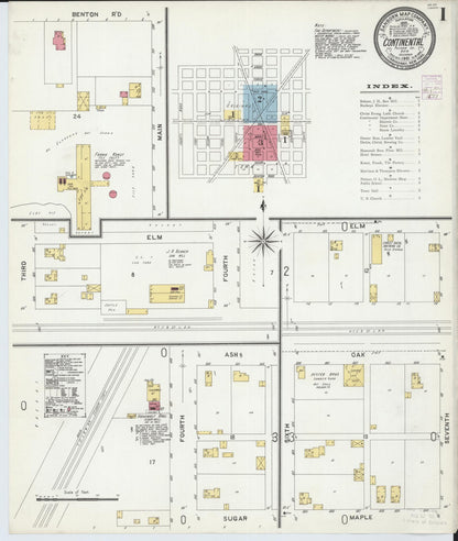 Sanborn Fire Insurance Map from Continental, Putnam County, Ohio (1901), Sheet #0001 - Historic Sanborn Fire Insurance Map Print, vintage old map wall art, antique decor, genealogy gift, Ohio Ohio map