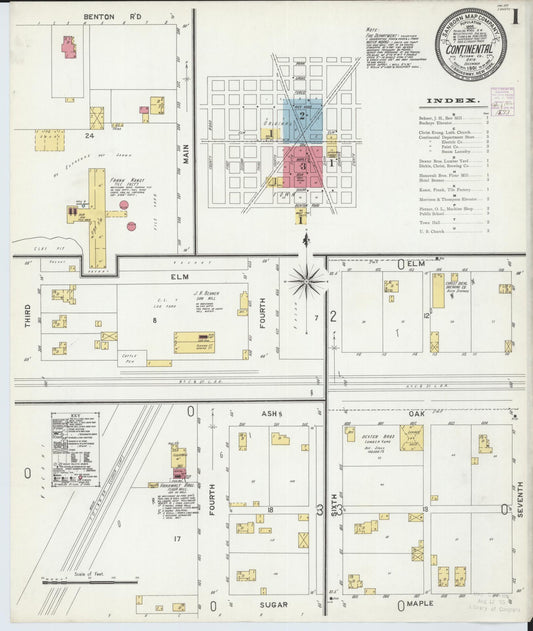 Sanborn Fire Insurance Map from Continental, Putnam County, Ohio (1901), Sheet #0001 - Historic Sanborn Fire Insurance Map Print, vintage old map wall art, antique decor, genealogy gift, Ohio Ohio map
