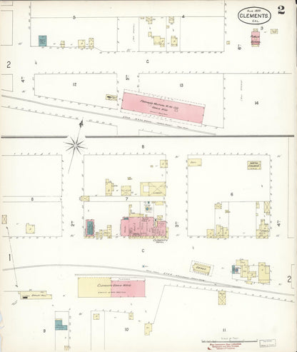 Sanborn Fire Insurance Map from Clements, San Joaquin County, California (1898), Sheet #0002 - Complete Map Set gallery image, historic Sanborn map, vintage wall art, California California