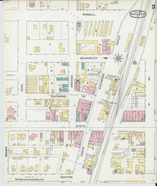 Sanborn Fire Insurance Map from Geneseo, Henry County, Illinois (1892), Sheet #0003 - Historic Sanborn Fire Insurance Map Print, vintage old map wall art, antique decor, genealogy gift, Illinois Illinois map