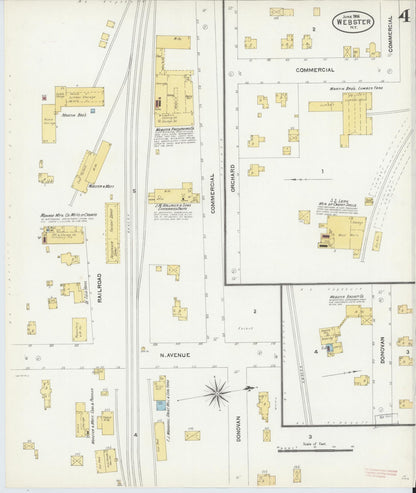 Sanborn Fire Insurance Map from Webster, Monroe County, New York (1906), Sheet #0004 - Historic Sanborn Fire Insurance Map Print, vintage old map wall art, antique decor, genealogy gift, New York New York map