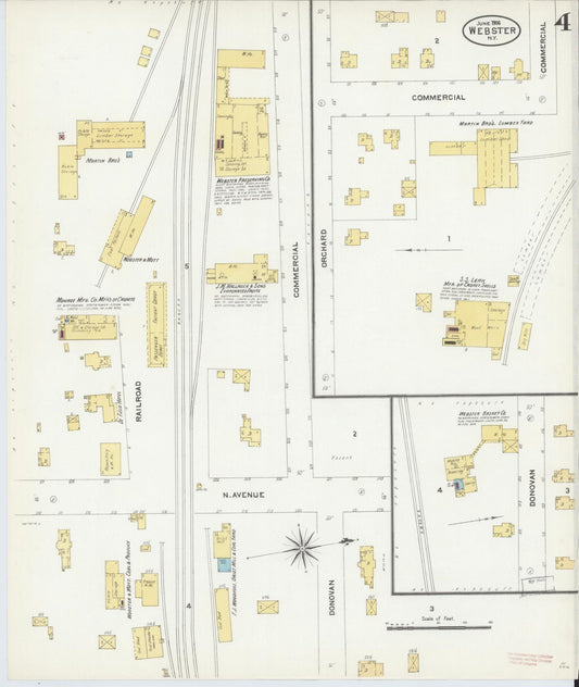 Sanborn Fire Insurance Map from Webster, Monroe County, New York (1906), Sheet #0004 - Historic Sanborn Fire Insurance Map Print, vintage old map wall art, antique decor, genealogy gift, New York New York map