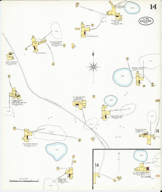 Sanborn Fire Insurance Map from Galena, Cherokee County, Kansas (1900), Sheet #0014 - Historic Sanborn Fire Insurance Map Print, vintage old map wall art, antique decor, genealogy gift, Kansas Kansas map