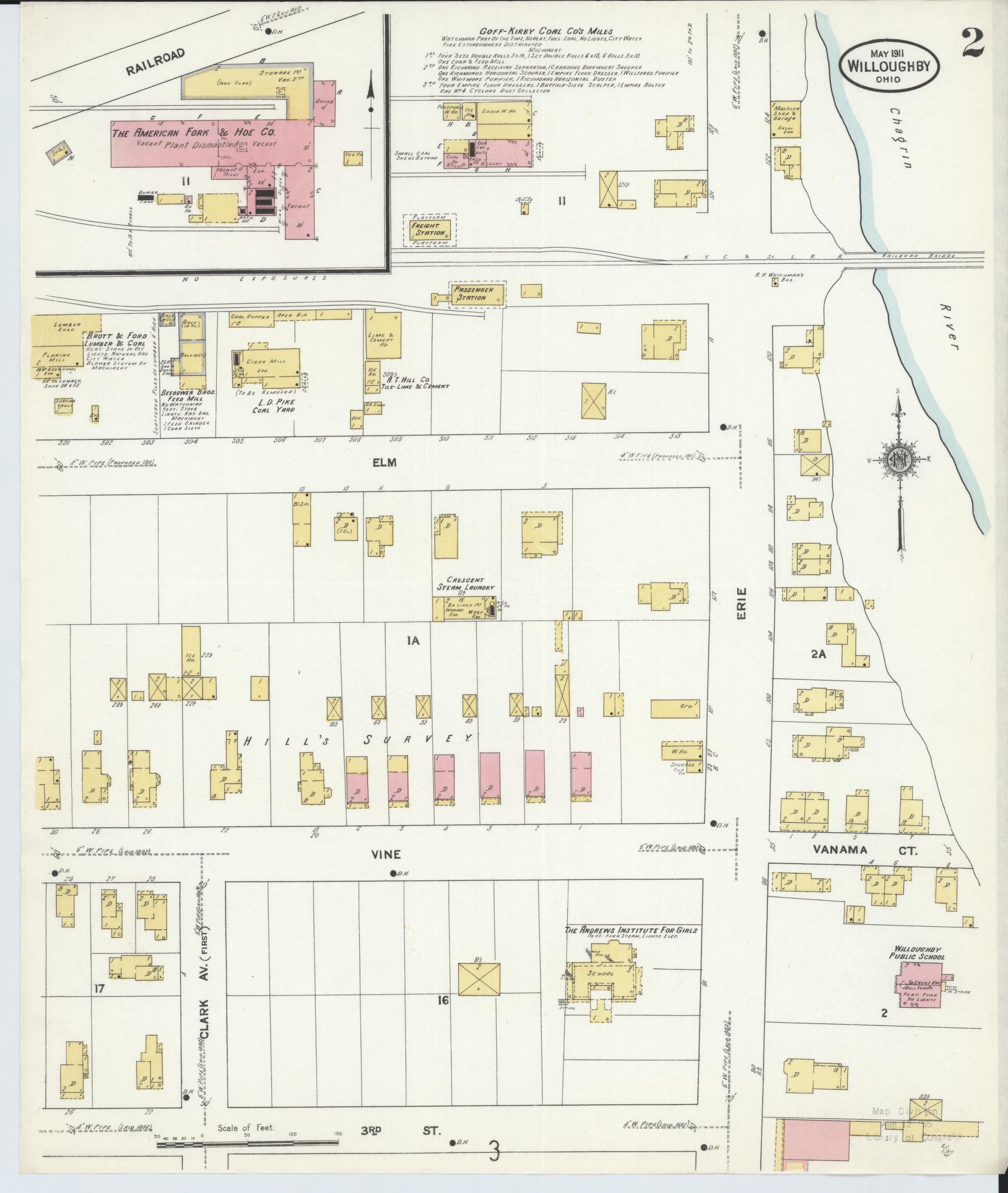 Sanborn Fire Insurance Map from Willoughby, Lake County, Ohio (1911), Sheet #0002 - Complete Map Set gallery image, historic Sanborn map, vintage wall art, Ohio Ohio