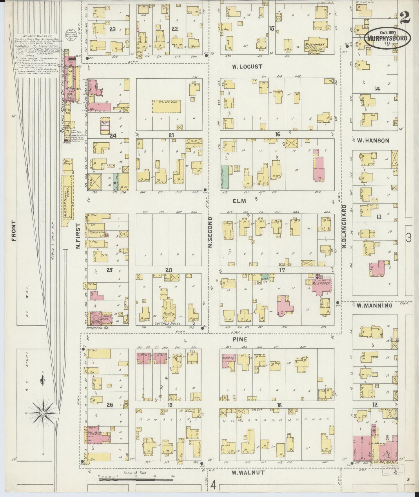 Sanborn Fire Insurance Map from Murphysboro, Jackson County, Illinois (1897), Sheet #0002 - Complete Map Set gallery image, historic Sanborn map, vintage wall art, Illinois Illinois