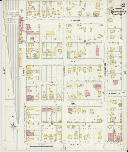 Sanborn Fire Insurance Map from Murphysboro, Jackson County, Illinois (1897), Sheet #0002 - Complete Map Set gallery image, historic Sanborn map, vintage wall art, Illinois Illinois