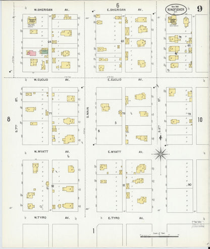 Sanborn Fire Insurance Map from Kingfisher, Kingfisher County, Oklahoma (1901), Sheet #0009 - Complete Map Set gallery image, historic Sanborn map, vintage wall art, Oklahoma Oklahoma