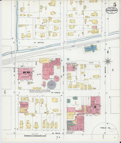 Sanborn Fire Insurance Map from Galesburg, Knox County, Illinois (1906), Sheet #0005 - Complete Map Set gallery image, historic Sanborn map, vintage wall art, Illinois Illinois