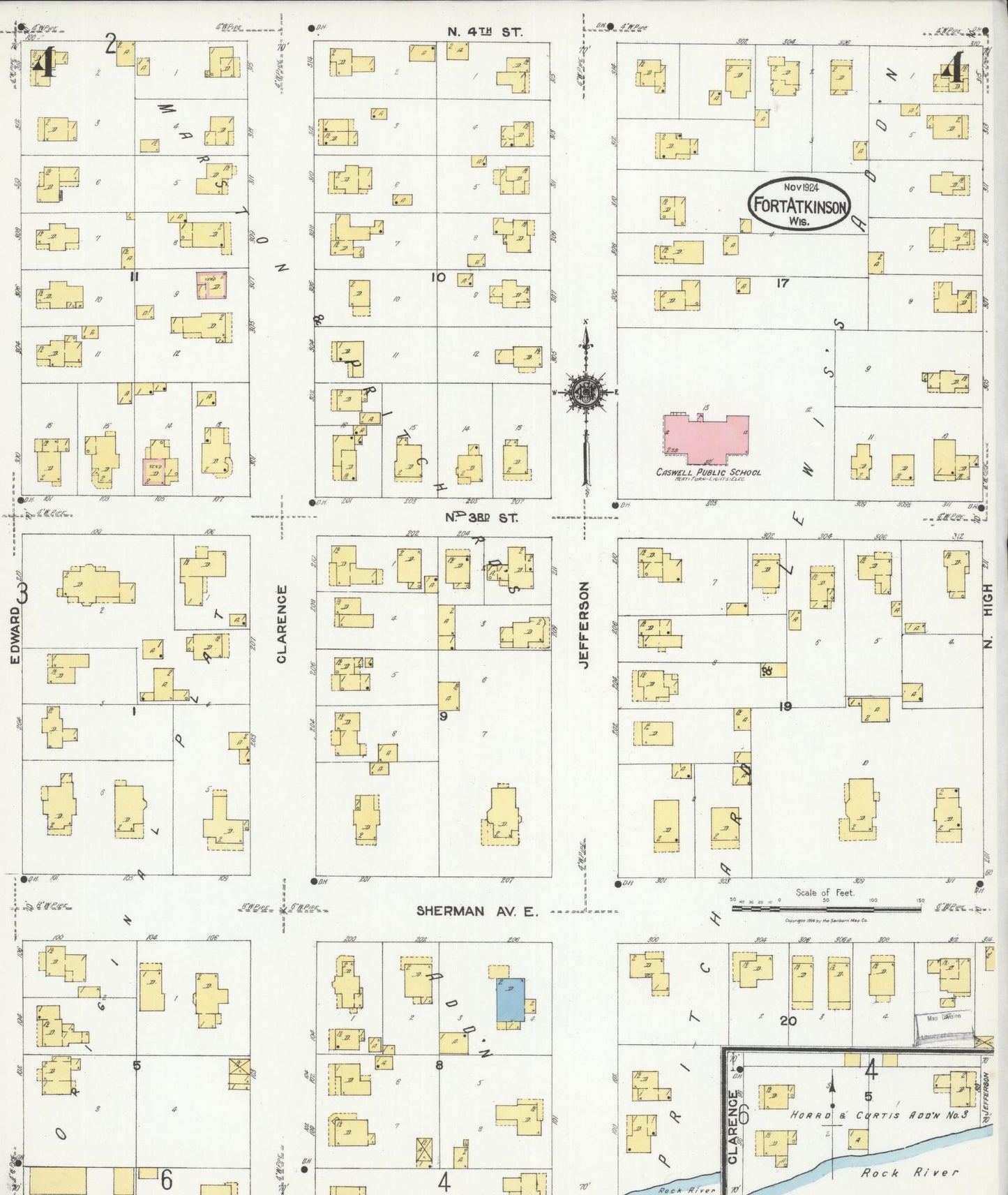 Sanborn Fire Insurance Map from Fort Atkinson, Jefferson County, Wisconsin (1924), Sheet #0004 - Complete Map Set gallery image, historic Sanborn map, vintage wall art, Wisconsin Wisconsin