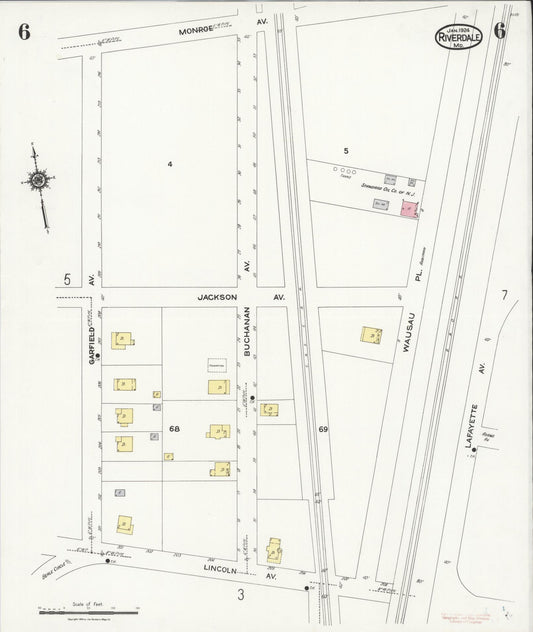 Sanborn Fire Insurance Map from Riverdale, Prince Georges County, Maryland (1924), Sheet #0006 - Historic Sanborn Fire Insurance Map Print, vintage old map wall art
