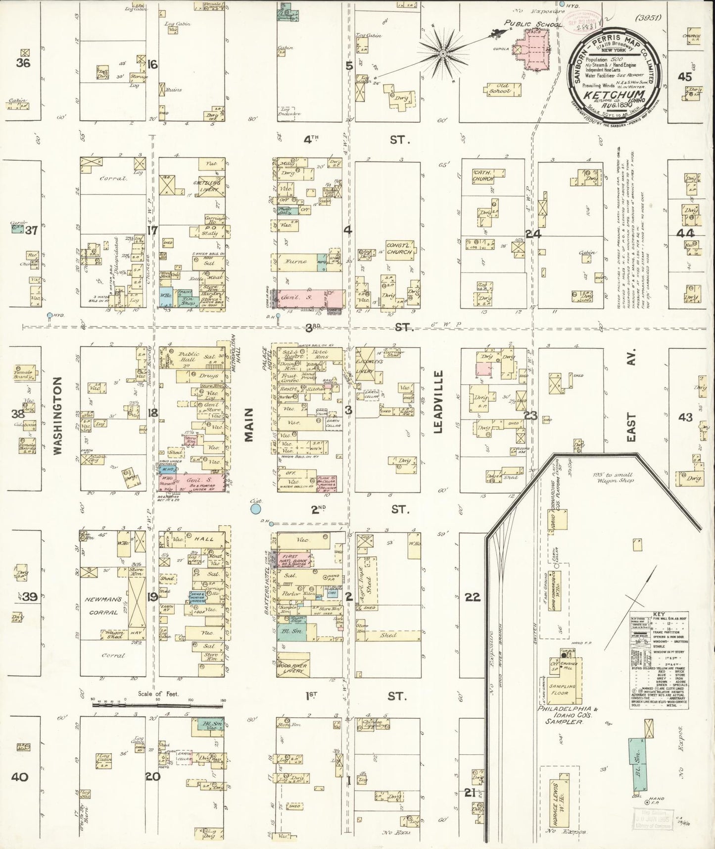 Sanborn Fire Insurance Map from Ketchum, Blaine County, Idaho (1890), Sheet #0001 - Historic Sanborn Fire Insurance Map Print, vintage old map wall art, antique decor, genealogy gift, Idaho Idaho map