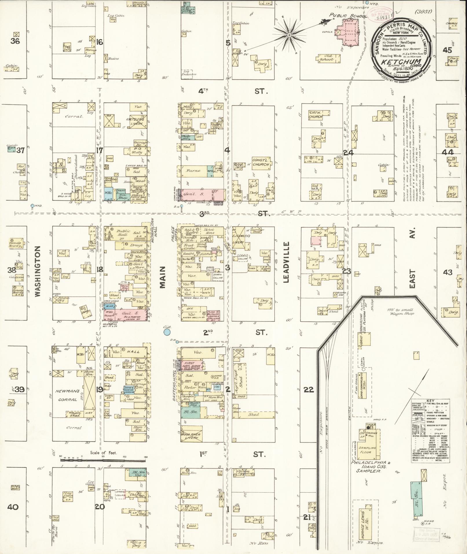 Sanborn Fire Insurance Map from Ketchum, Blaine County, Idaho (1890), Sheet #0001 - Historic Sanborn Fire Insurance Map Print, vintage old map wall art, antique decor, genealogy gift, Idaho Idaho map