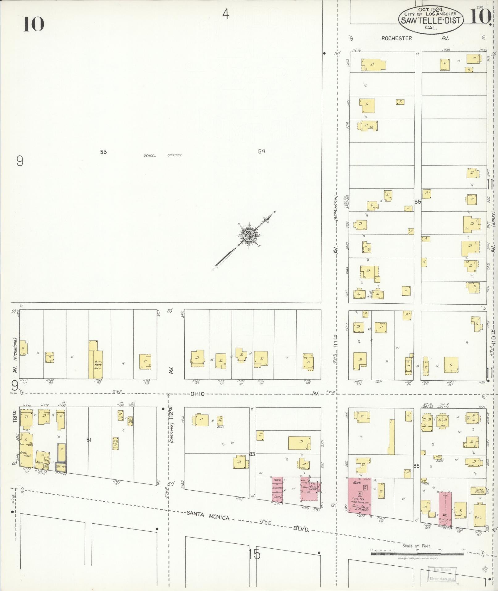 Sanborn Fire Insurance Map from Sawtelle, Los Angeles County, California (1924), Sheet #0010 - Complete Map Set gallery image, historic Sanborn map, vintage wall art, California California