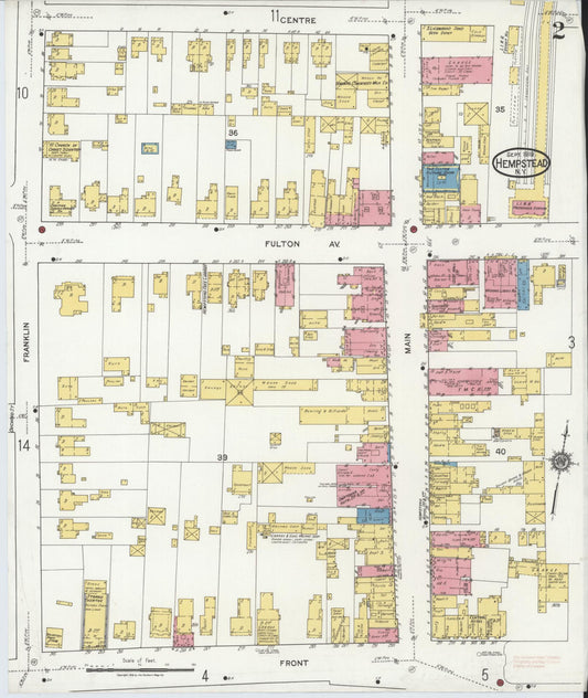 Sanborn Fire Insurance Map from Hempstead, Nassau County, New York (1919), Sheet #0002 - Complete Map Set gallery image, historic Sanborn map, vintage wall art, New York New York