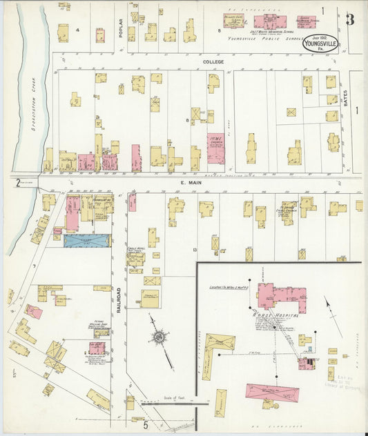 Sanborn Fire Insurance Map from Youngsville, Warren County, Pennsylvania (1912), Sheet #0003 - Historic Sanborn Fire Insurance Map Print, vintage old map wall art, antique decor, genealogy gift, Pennsylvania Pennsylvania map
