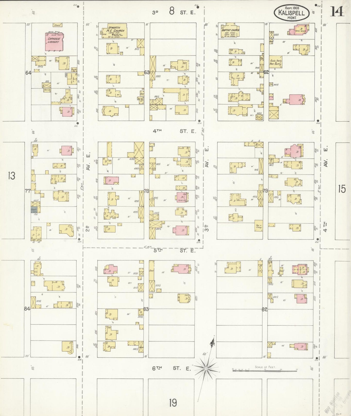 Sanborn Fire Insurance Map from Kalispell, Flathead County, Montana (1903), Sheet #0014 - Complete Map Set gallery image, historic Sanborn map, vintage wall art, Montana Montana