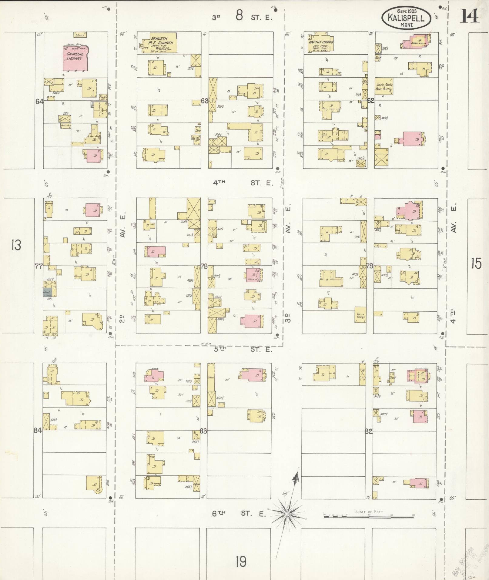 Sanborn Fire Insurance Map from Kalispell, Flathead County, Montana (1903), Sheet #0014 - Complete Map Set gallery image, historic Sanborn map, vintage wall art, Montana Montana