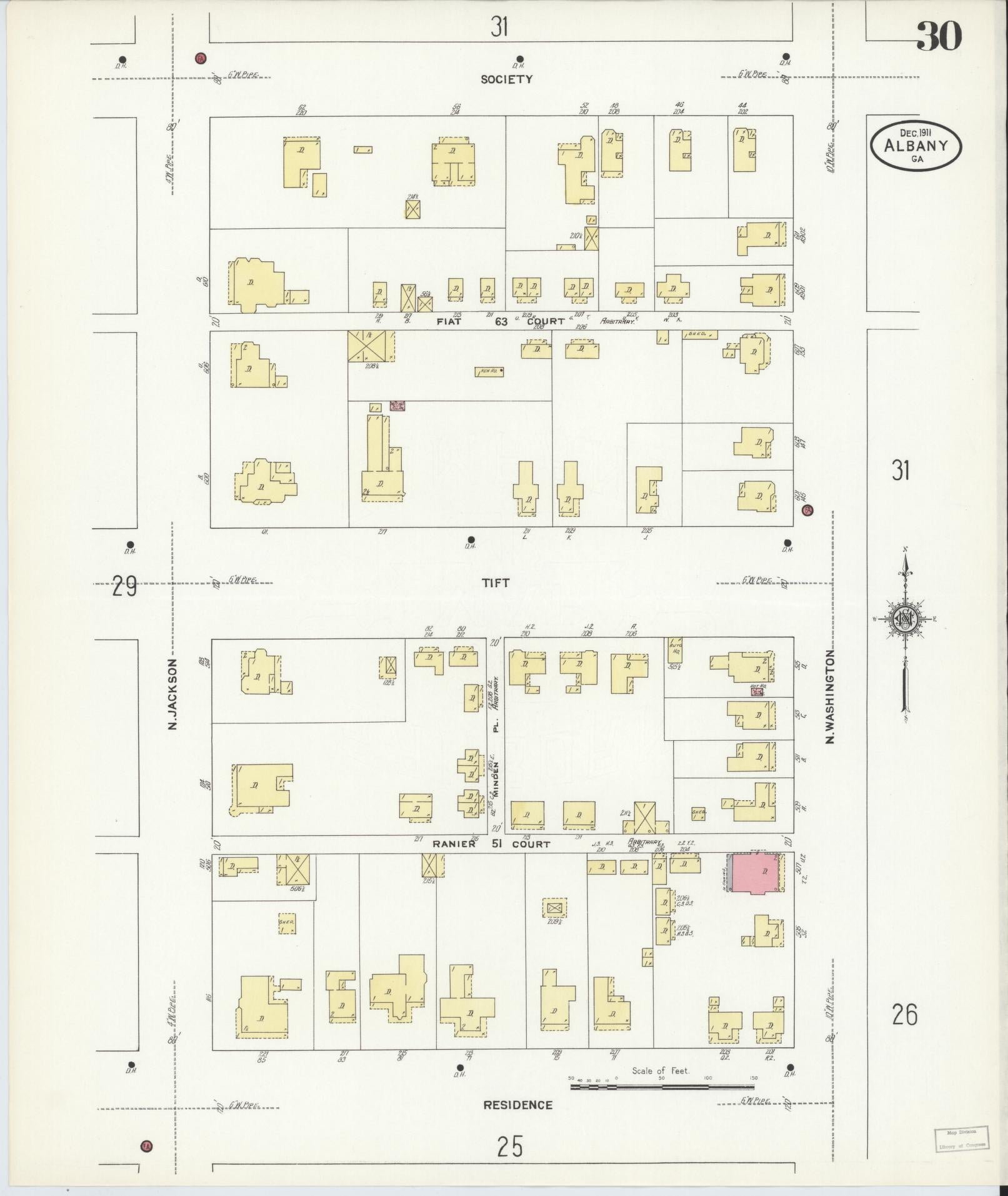 Sanborn Fire Insurance Map from Albany, Dougherty County, Georgia (1911), Sheet #0030 - Complete Map Set gallery image, historic Sanborn map, vintage wall art, Georgia Georgia