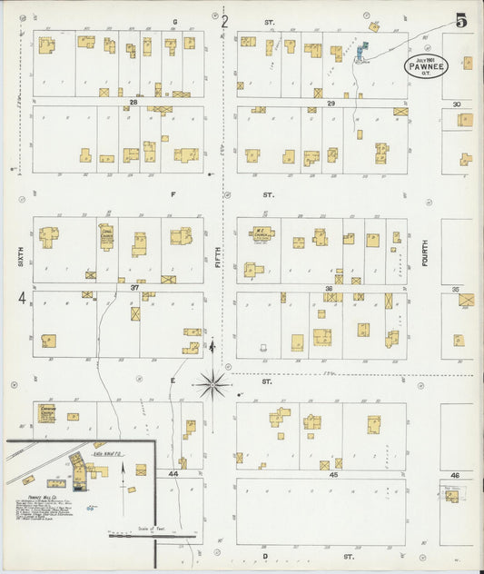 Sanborn Fire Insurance Map from Pawnee, Pawnee County, Oklahoma (1901), Sheet #0005 - Historic Sanborn Fire Insurance Map Print, vintage old map wall art, antique decor, genealogy gift, Oklahoma Oklahoma map