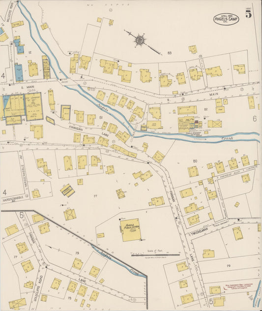Sanborn Fire Insurance Map from Angels Camp, Calaveras County, California (1922), Sheet #0005 - Historic Sanborn Fire Insurance Map Print, vintage old map wall art, antique decor, genealogy gift, California California map