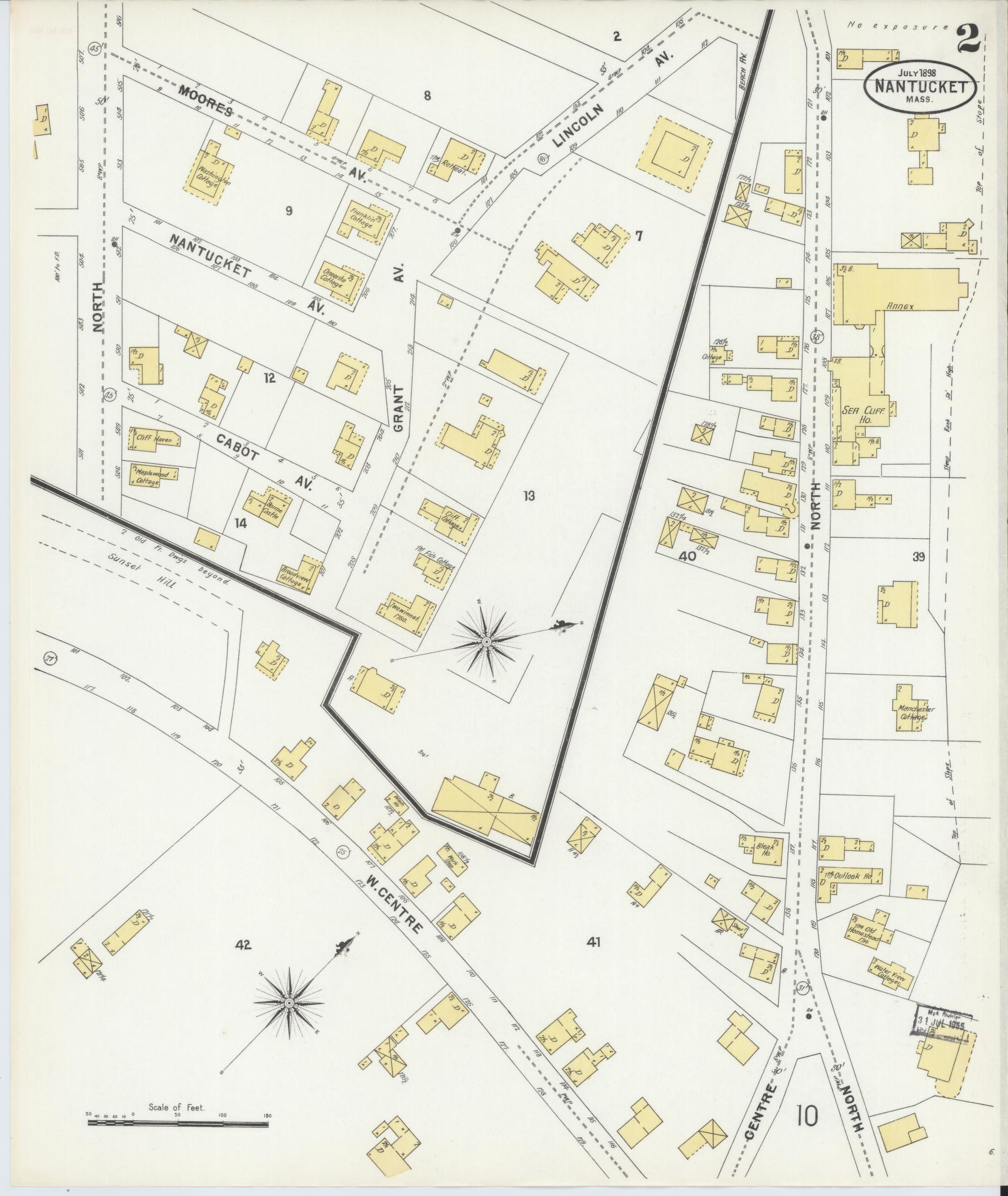 Sanborn Fire Insurance Map from Nantucket, Nantucket County, Massachusetts (1898), Sheet #0002 - Historic Sanborn Fire Insurance Map Print, vintage old map wall art, antique decor, genealogy gift, Massachusetts Massachusetts map
